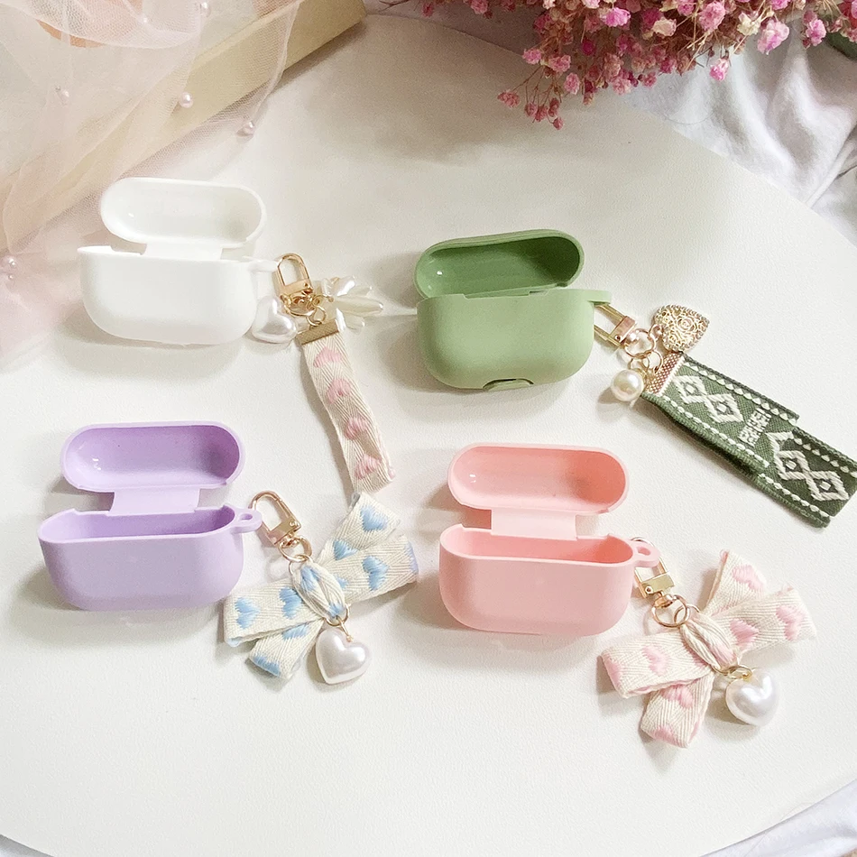 For Airpods Pro / Airpod 3Rd / Airpods 1/2 Luxury Canvas Keychain Pendant&Soft Silicone Earphone Case Air Pods Case  Box