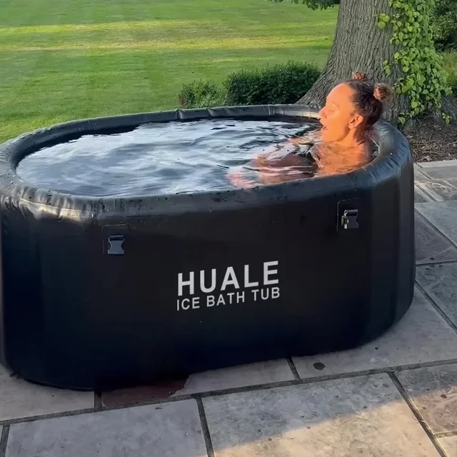 Baignoire à glace gonflable portable, 132 Gal, 150x80x75cm, pour bains de glace 202 221., extérieur, thérapie par l'eau froide, dosette de récupération, pompe incluse 1