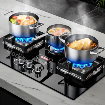 Household Embedded Gas Cooker 3 Burner Stove Table Top High Power Fierce Flame LPG Natural Gas Dual Use Energy Saving Cooktop 1