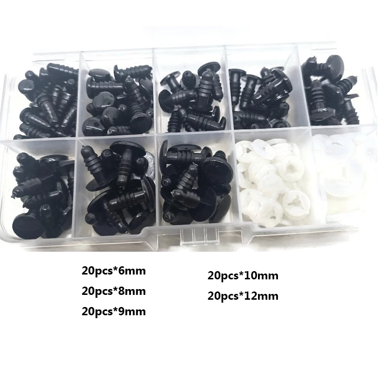 6mm/8mm/9mm/10mm/12mm Safety Eyes Black Color Fit for Crochet /Stuffed /Amigurumi Doll Come With Washers цена и фото