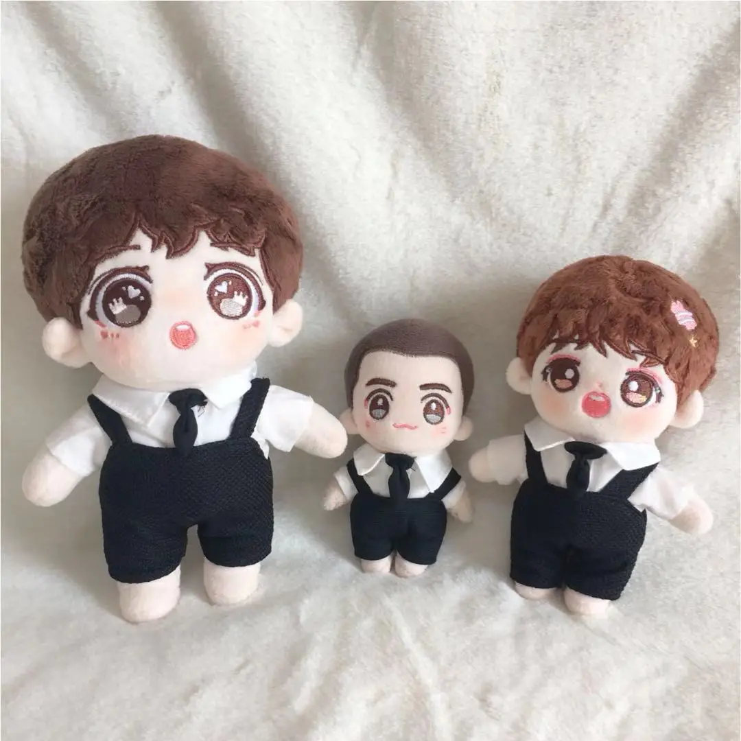 

Милый черный комбинезон 10/15/20 см, галстук, белый костюм рубашки, плюшевые игрушки, аксессуары для кукол, костюм для кукол, подарок для детей на день рождения