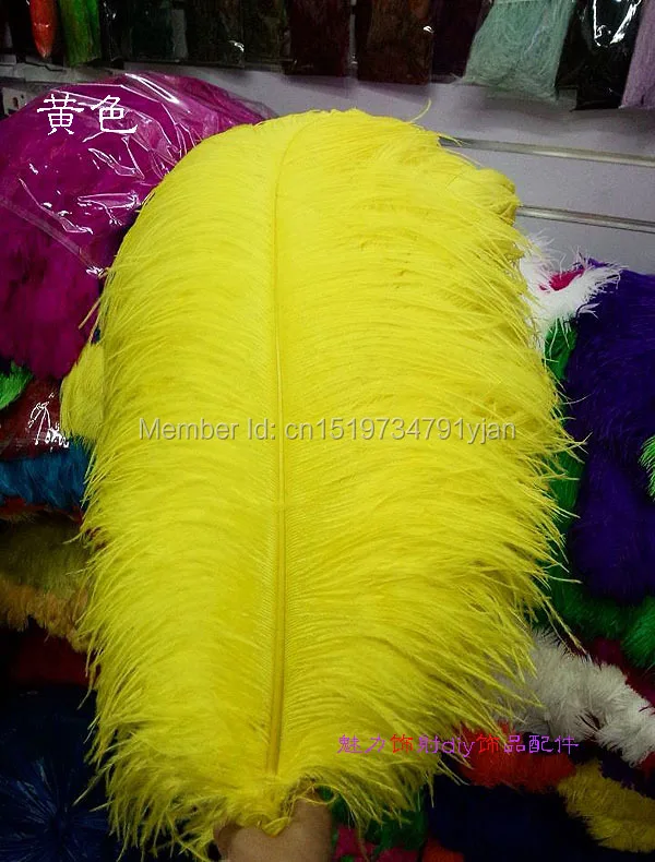50pcs / Lot 2628 Inch Ostrich Feathers Yellow Feathers Craft Ostrich