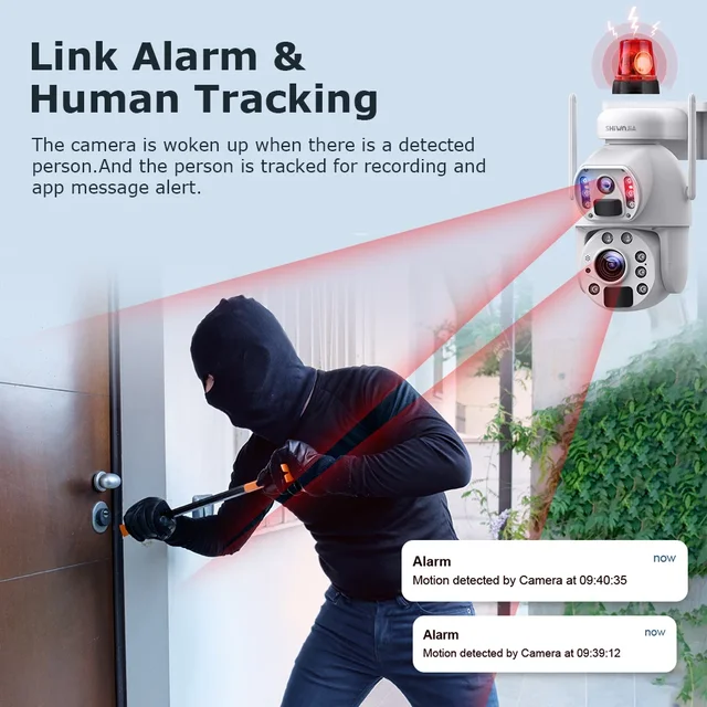 SHIWOJIA 4K 8MP 50X Zoom Solar Camera 4G Sim Dual Lens Recording Humanoid Tracking Outdoor Camera Metal Waterproof UBox app 3