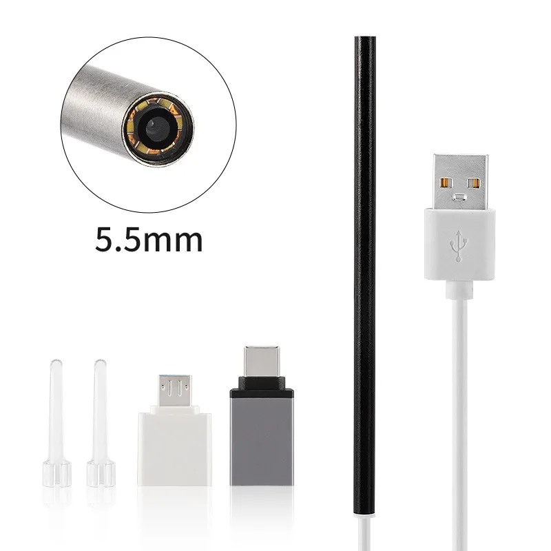 

3 in 1 USB 5.5MM HD Visual Ear Endoscope Veterinary Otoscope Ear Wax Cleaning Inspection Camera Tools for Android Phone PC