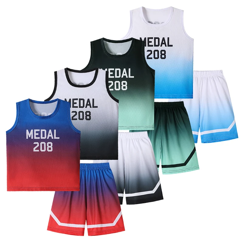 Kids Sports Suit 2 Pcs Summer Children&rsquo;s Quick Drying Sports Suit Boys&rsquo; Comfortable And Breathable Multi-color Vest Girls&rsquo; Running Casual Shorts