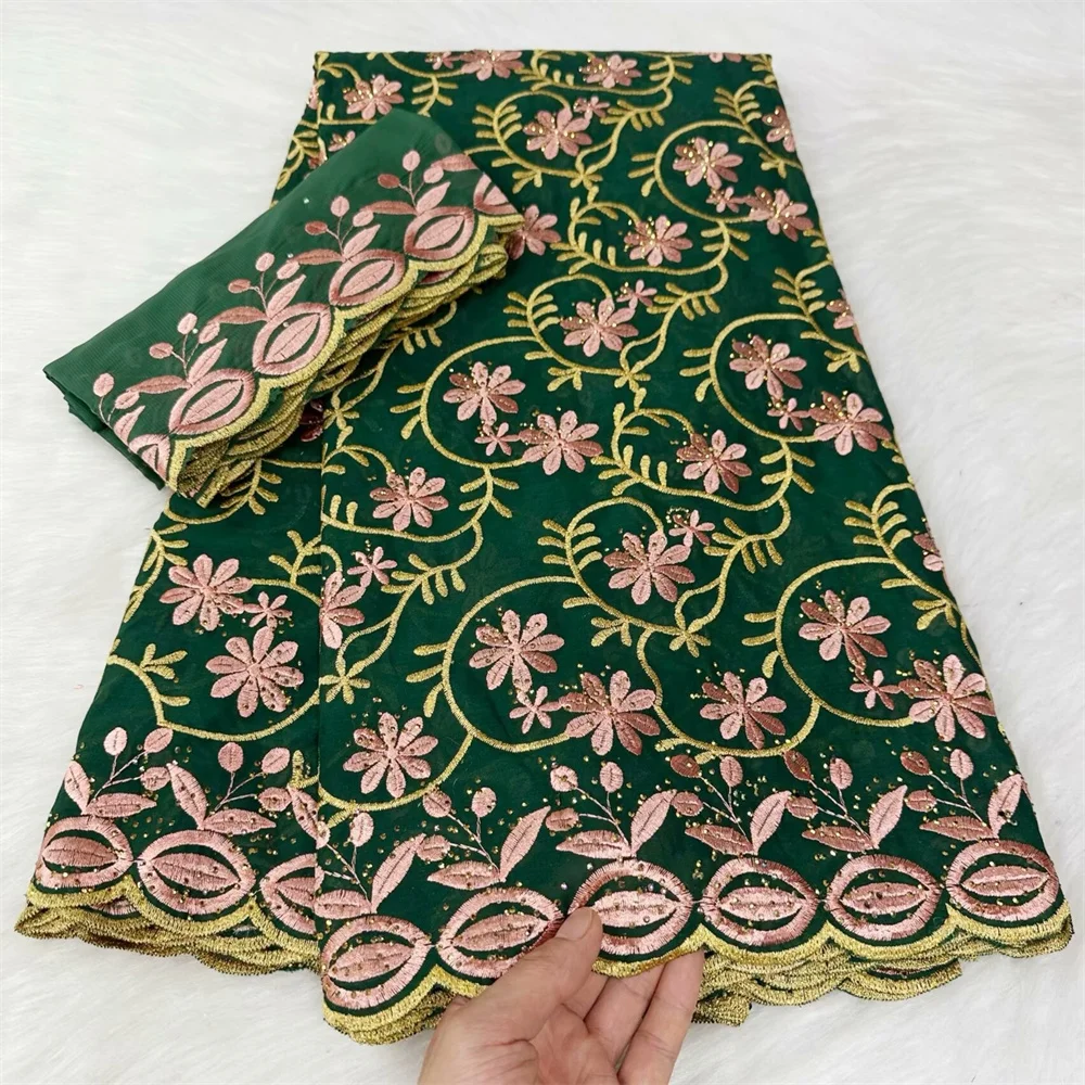 

7yards Swiss Voile Lace In Switzerland 2024 High Quality Dubai Embroidered Cotton Fabric Nigerian Lace Fabric for African Dress