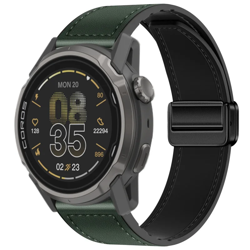 Premium Hybrid Silicone-Leather Strap with Magnetic Buckle, 20mm/22mm