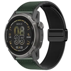 Premium Hybrid Silicone - Leather Strap with Magnetic Buckle, 20mm/22mm - COROS APEX 2 (Dark green 3)