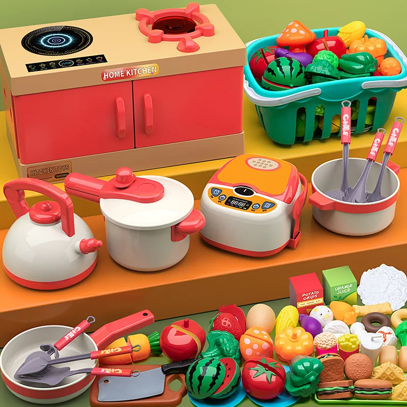 33Pcs/set Kids Kitchen Toy Set for Boys and Girls Cooking At Home Simulation Kitchenware Stove Birthday Gift Children Kitchen