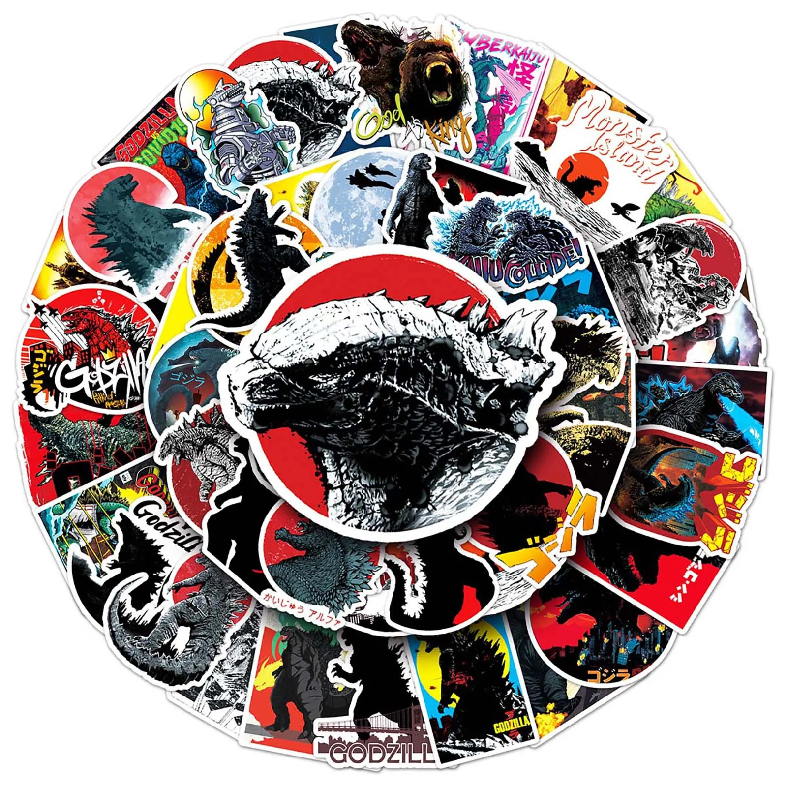 50PCS Godzilla DIY Cartoon Aufkleber Telefon Stamm Kühlschrank Wasserdichte Anime Aufkleber Anime Figur Spielzeug Aufkleber Geschenk – Detail 4