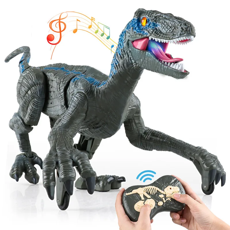 

Puxida Boy RC Dinosaur 2.4G Raptor Jurassic Remote Control Velociraptor Toy Electric Walking Dino Real Dinosaur with Light Sound
