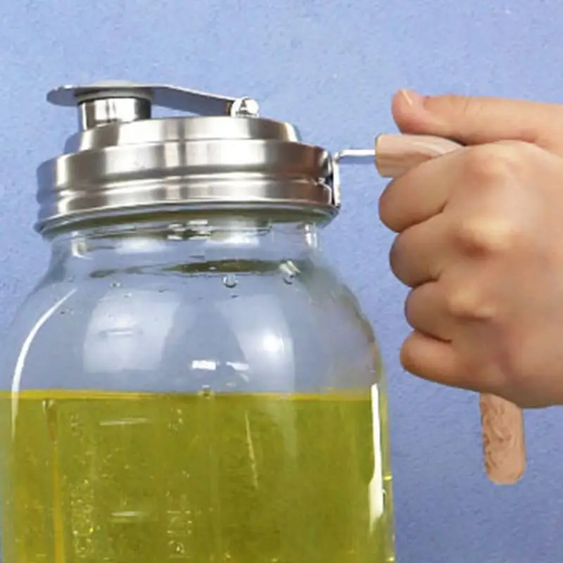Stainless Steel Wide Mouth Mason Jar Pour Spout Lid Seal Bottle Cover Spout Lid Handle Leak Proof Kitchen Tool
