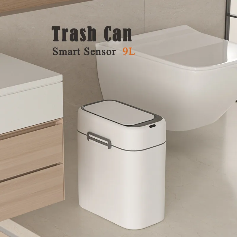 

Smart Sensor Trash Can Household Toilet Bathroom Crevice Automatic Large Capacity Wastebasket with Lid Living Room Paper Basket