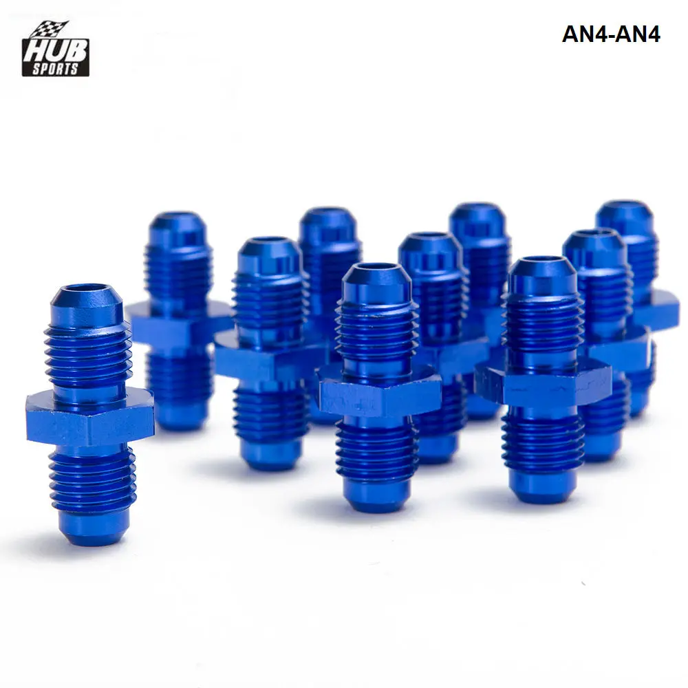 

10PCS/LOT Aluminum Straight Fuel Fittings Adaptor Male Blue AN4-AN4Thread For All Oil coole / Fuel Tank Line AN4-AN4