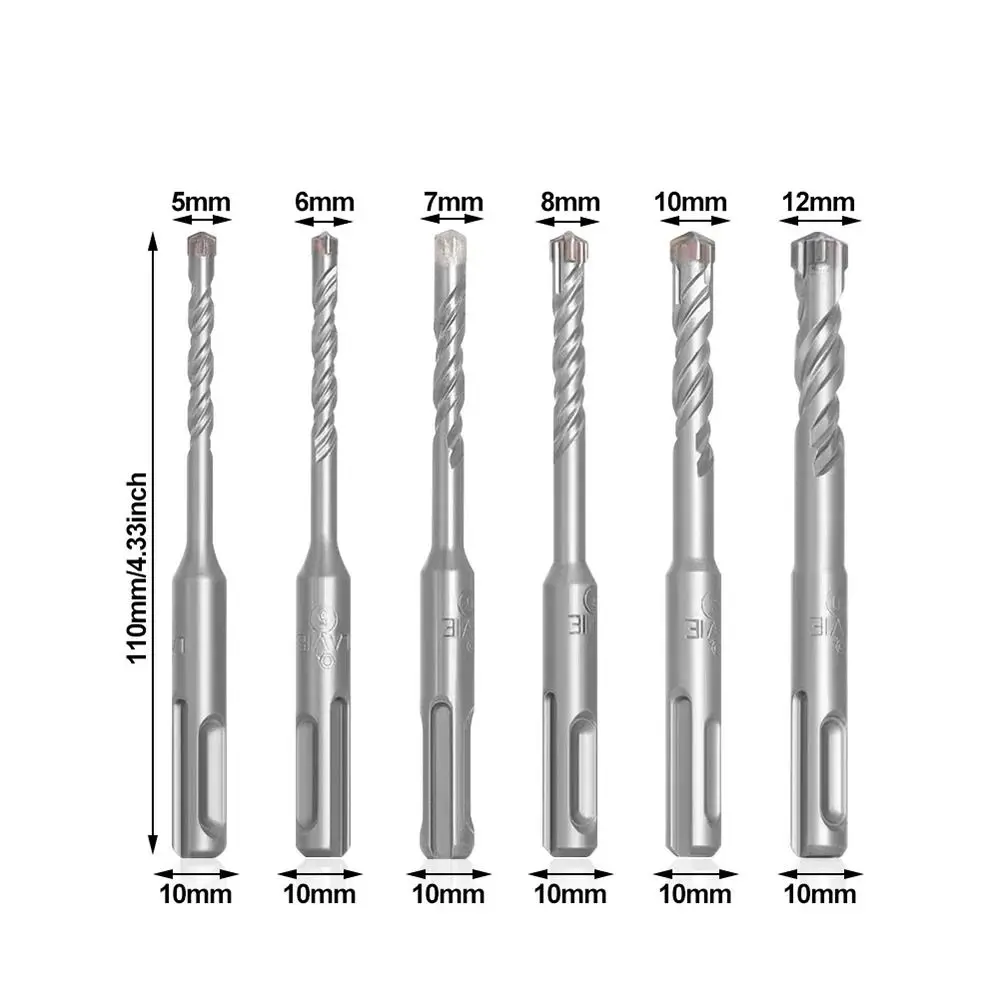 Concrete Drill Bit Set SDS Plus 4 Cutters Cross Tips