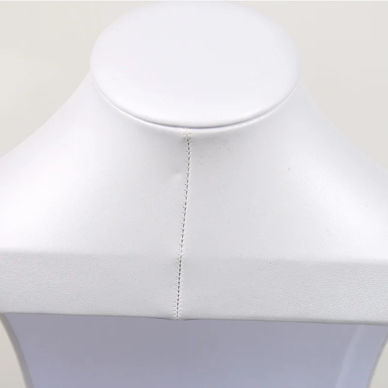 25cm White PU Leather Mannequin Wooden Rack Portrait Necklace Pendant Display Showcase Bust Stand Holder For Necklace