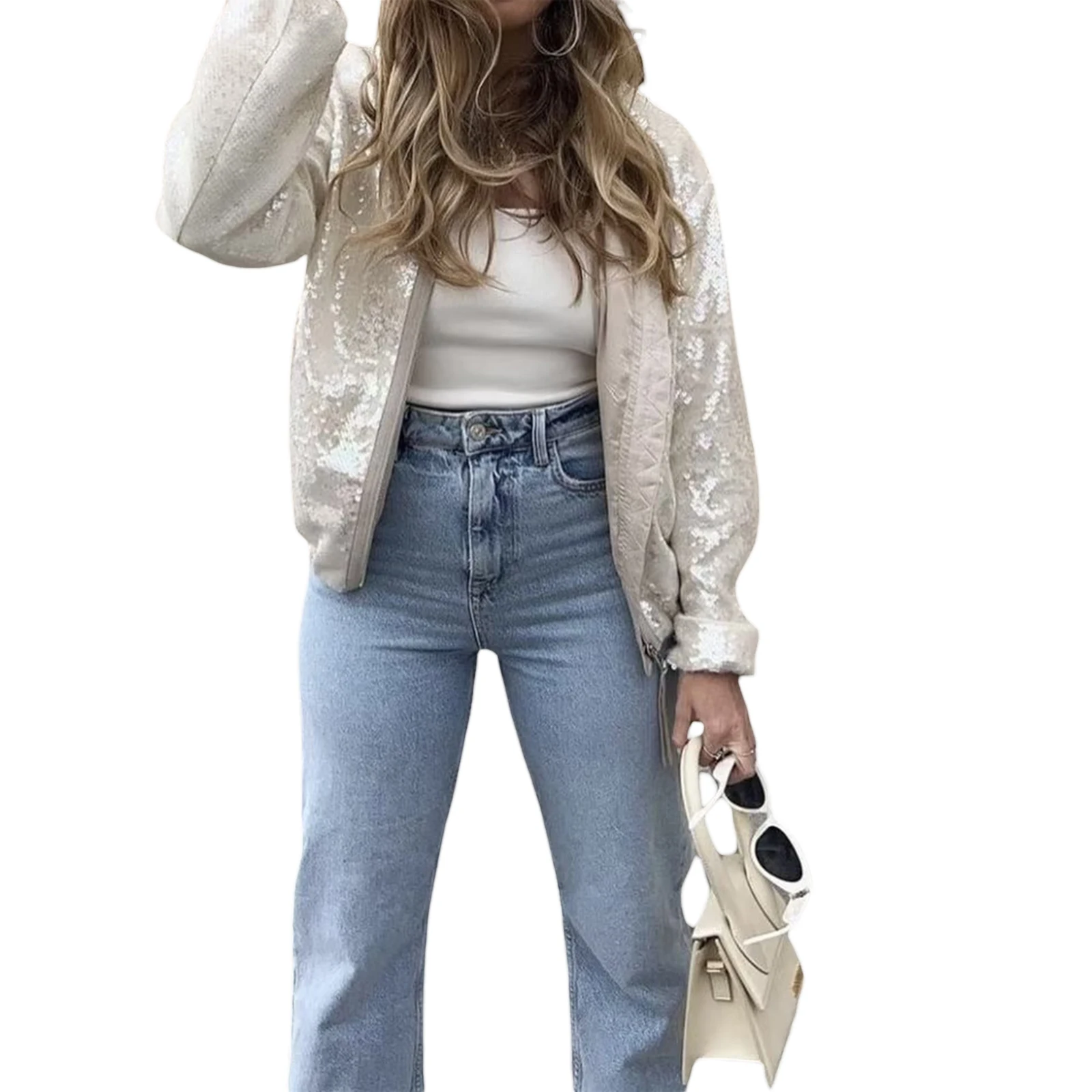 

Блестящая женская куртка, шикарные модные блестящие куртки-бомберы, уличное пальто, Женский Топ, новинка 2023