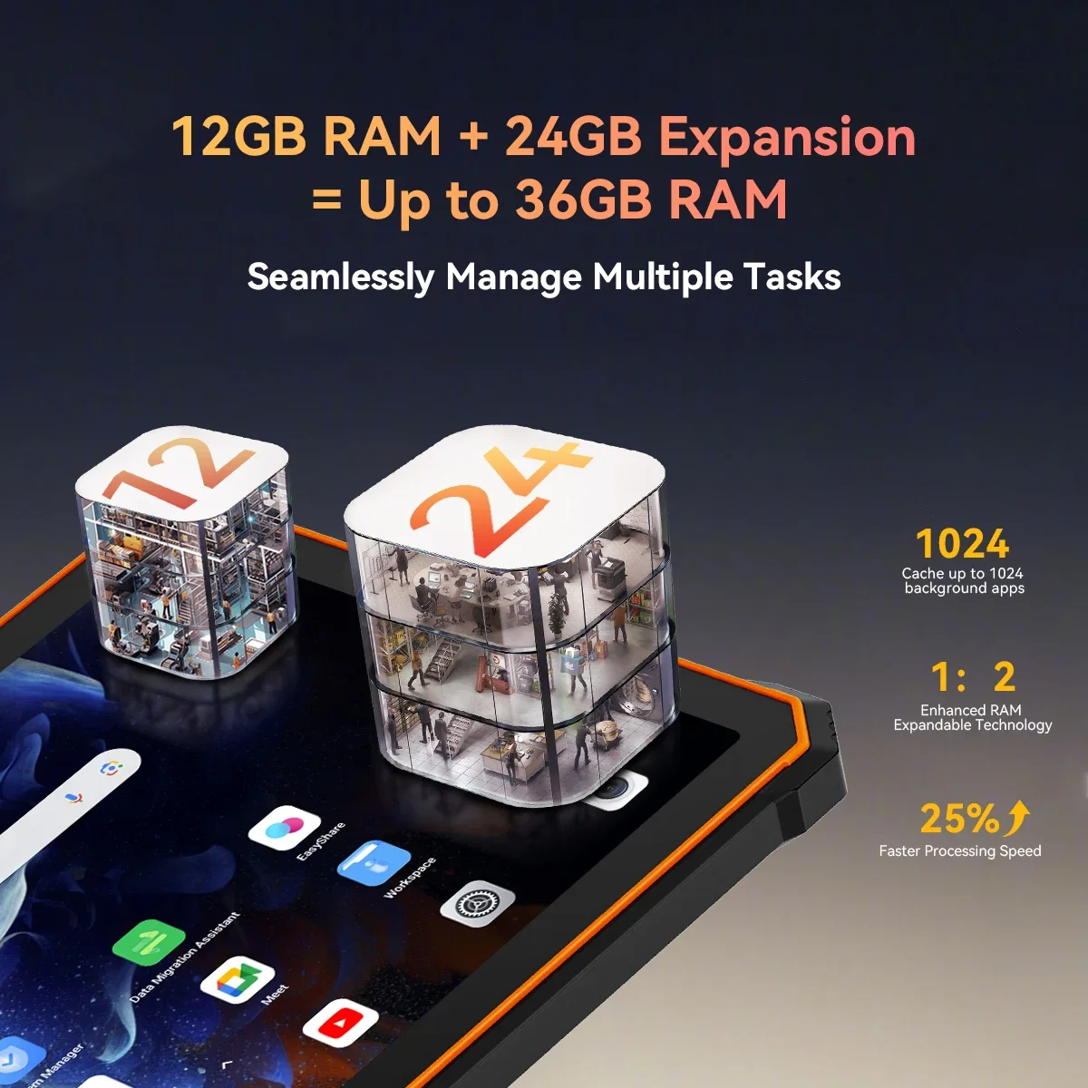 OSCAL Blackview Active 10 Pro 5G Rugged Tablet, 30000mAh & 55W, 11" FHD+ MTK 7300, 12GB 256GB/512GB 108MP AI Camera, NFC/Face ID