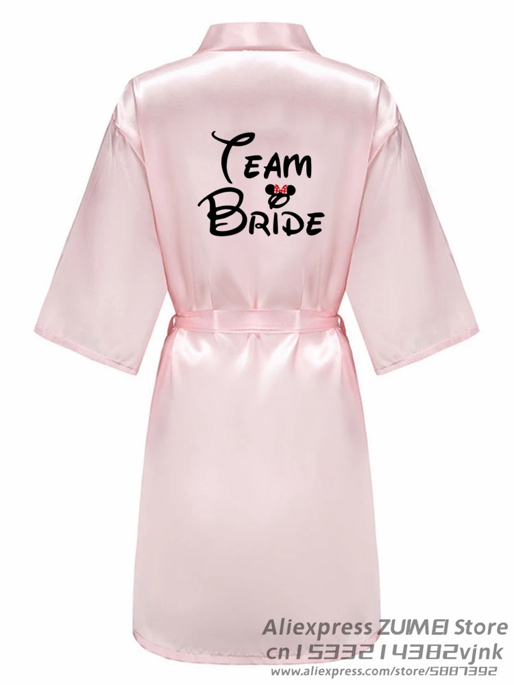 Wedding Party Team Bride Funny Women Wedding Dressing Gown Bathobe Bridal Party black letters Robes Bridesmaid Robes gift bride robes