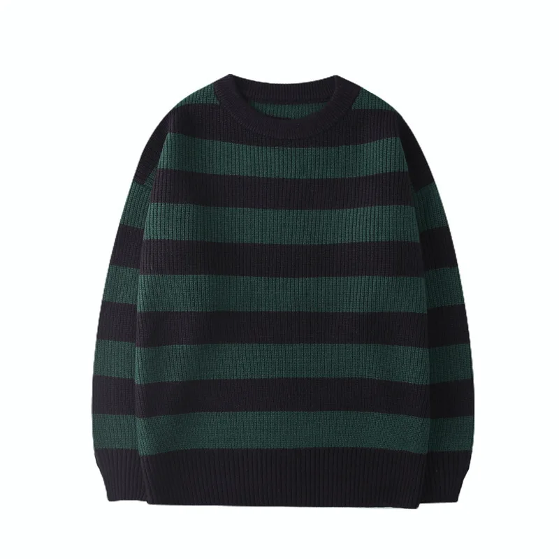 

Autumn Winter Knitted Striped Sweater Men Women Casual Harajuku Pullovers Tate Landon Sweaters Jumper Streetwear Green Knitwear