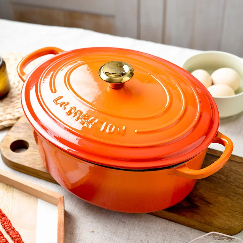 Oval Enameled Cast Iron Dutch Oven