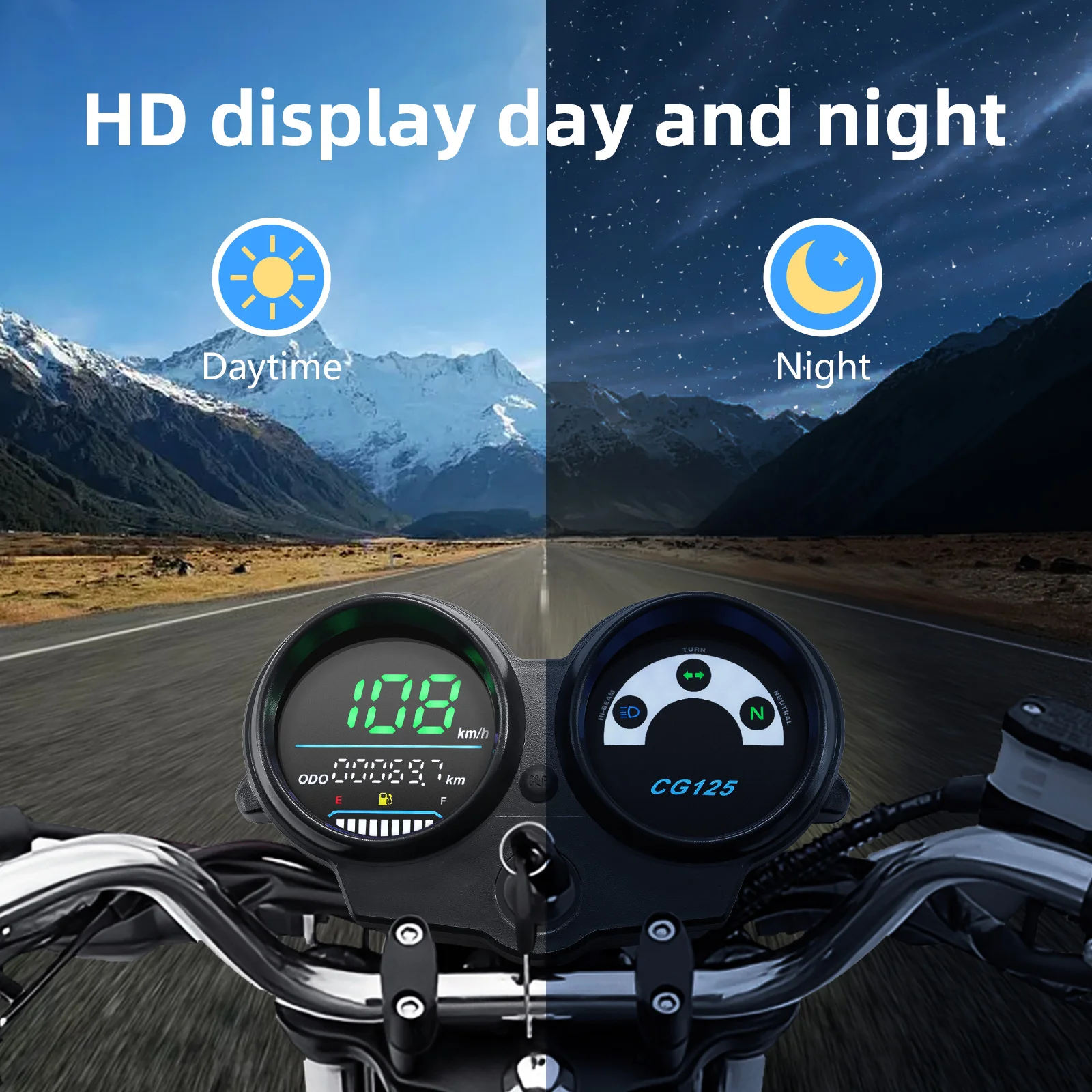Motorcycle Speedometer 12V LED Digital Dashboard RPM Instruments KMH MPH Oil Level For CG125 2000-2008 Fan 125 Titan 125 2013