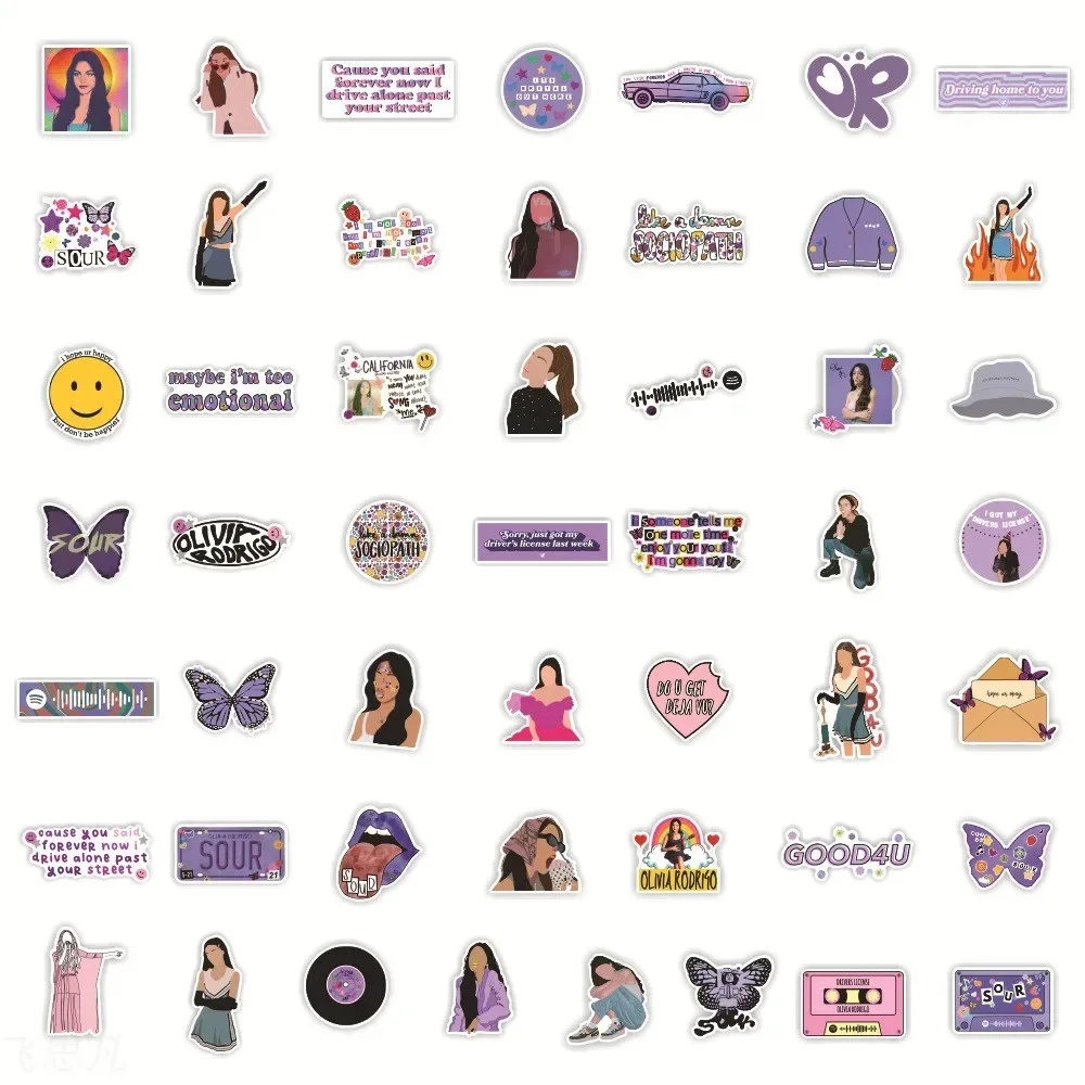50PCS Decorative Stickers Olivia Isabel Rodrigo Theme Party Waterproof Stickers for Laptop/skateboard