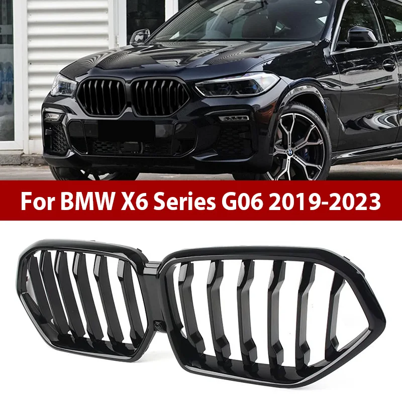 

For BMW X6 Series G06 2019-2023 Car Front Bumper Kidney Grill Single Double Slat ABS Replacement Racing Grille Auto Accessories