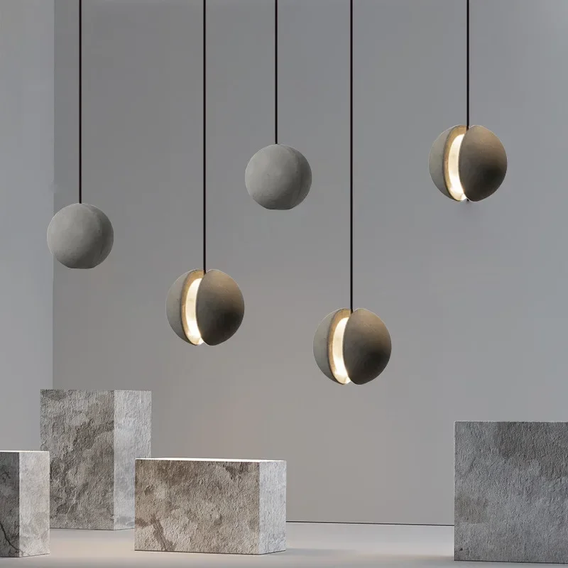

Cement Led Pendant Lights Nordic Moon / Planet Design Hanging Lamp Modern Bar Led Droplight Dining Room Suspend Lamp