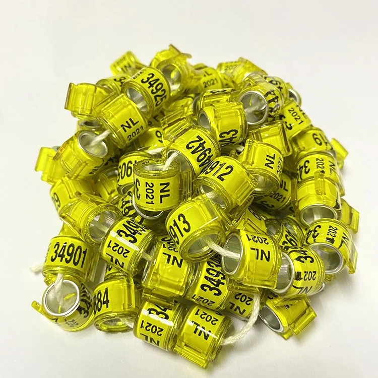 Produktbild von ChengyuWei 100 Stück Tauben-Clip-Ringe, Taubenringe, Taubenband, Vogelbeinringe, Hühnerbeinband, Vogelfußringe, Bänder, 10 Mm, 001 Bis 100 Nummerierte Tauben-Identifizierungsclip (Gelb