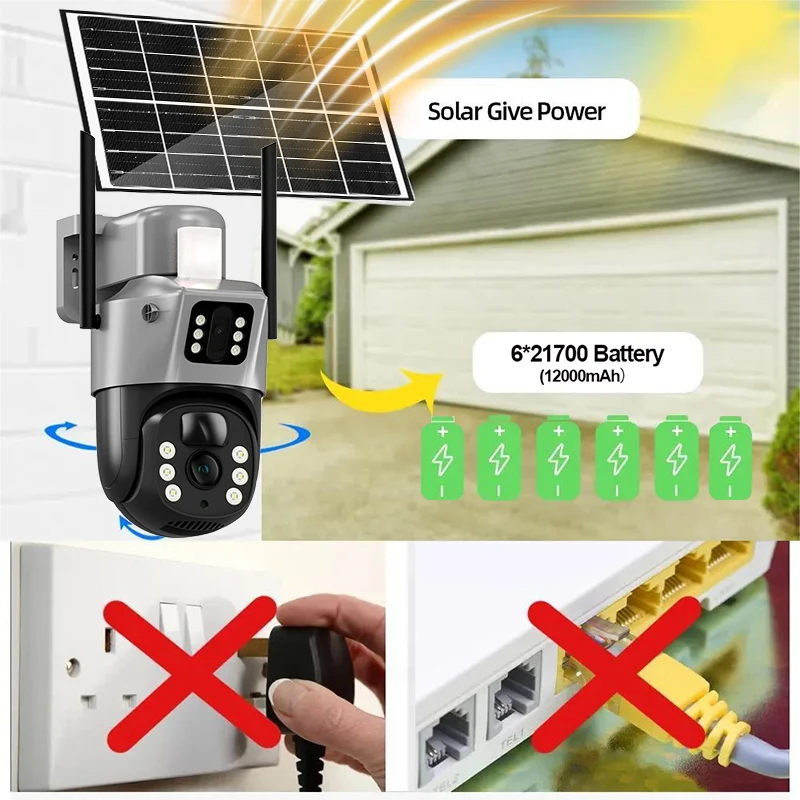 ߿  4G ¾籤 ī޶, PIR    ȣ,  ͸  , V380 , 6MP, 4K