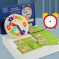 Wooden Clock Toys Card Matching Game Clock Model Teaching Aid Montessori Learning Clocks Cultivating Time Concept Teaching Toy 1