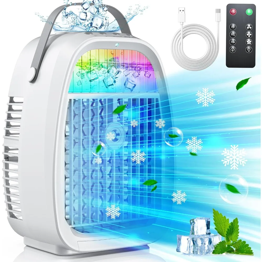 

Air Conditioners Fan, Evaporative Mini,Portable AC Air Cooler with 4 in 1 Humidifier, 3 Speed AC Portable, Air Conditioners Fan
