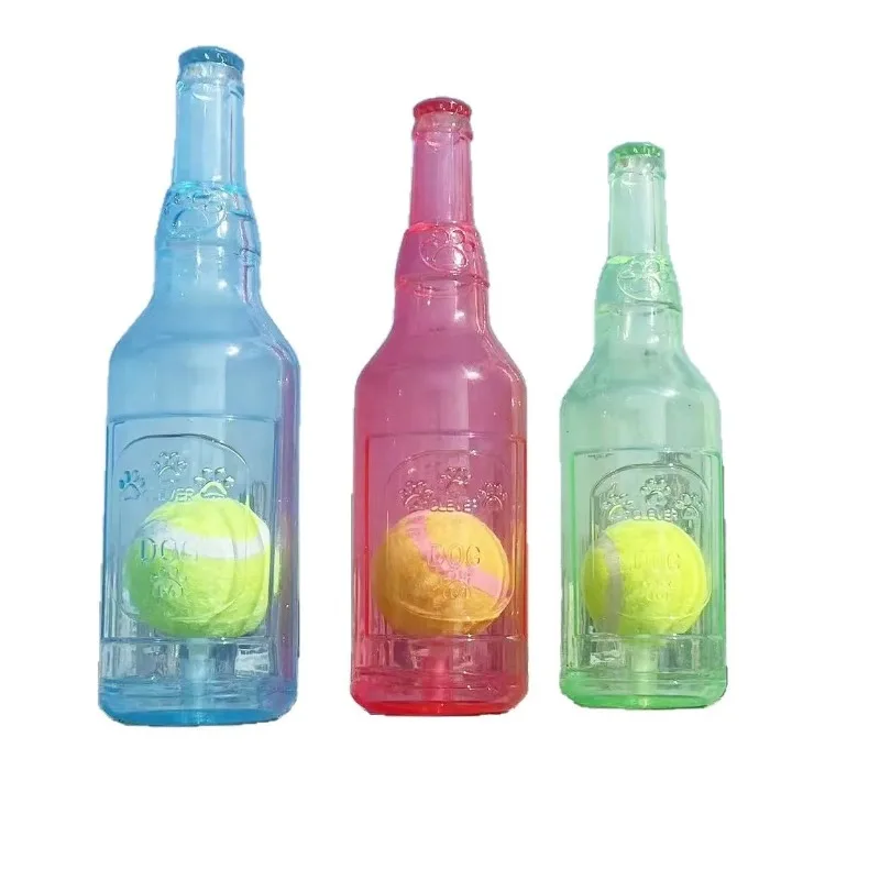 Dog toy bottle TPR tennis bottle pet cat puzzle resistant bite resistant sound making rubber floating relieve boredom