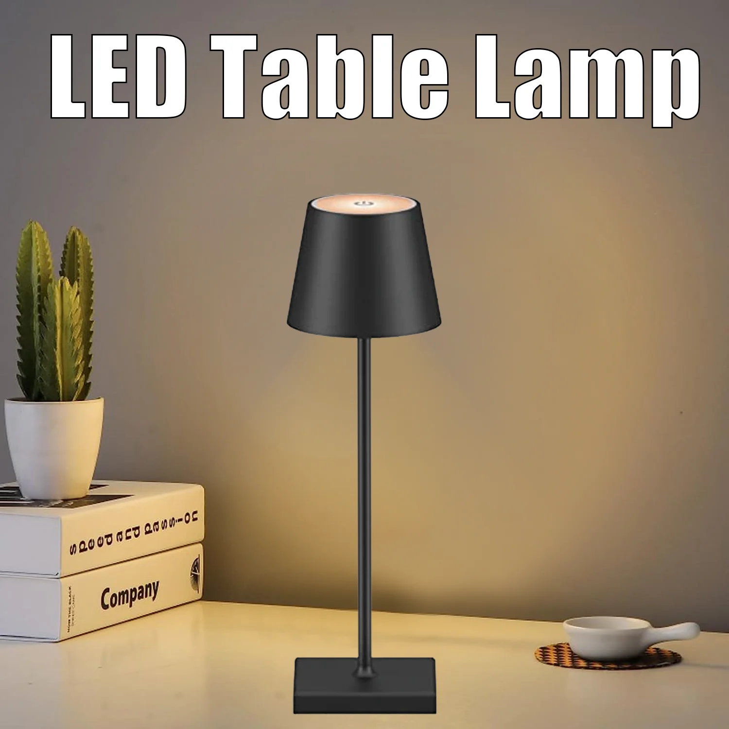 LED 무선 테이블 램프 터치 센서 디밍 침대 옆 램프, USB 충전식 독서등, 바, 레스토랑 장 야간 조명
