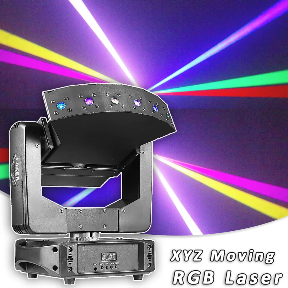 YUER XYZ Axis Rotating 3W RGB Laser Moving Party Stage Lighting