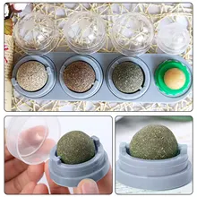 

4pcs/set Catnip Balls Set for Cats Pet Treat Toys Snack Self-Adhesive Teething Molar Catnip Ball Lick Ball Rotated Wall for Cats