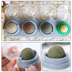 4pcs/set Catnip Balls Set for Cats Pet Treat Toys Snack Self-Adhesive Teething Molar Catnip Ball Lick Ball Rotated Wall for Cats