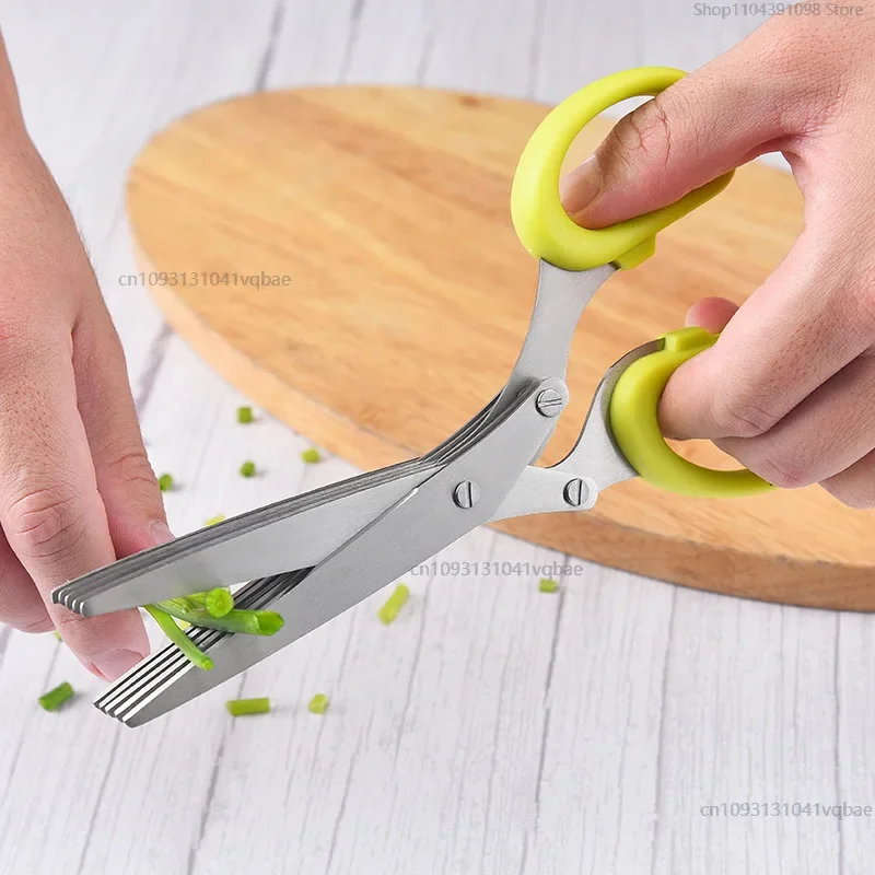 5 Blade Multipurpose Stainless Steel Kitchen Shears Durable Herb Scissors For Chopping Chive Parsley Gadget Food Scissors