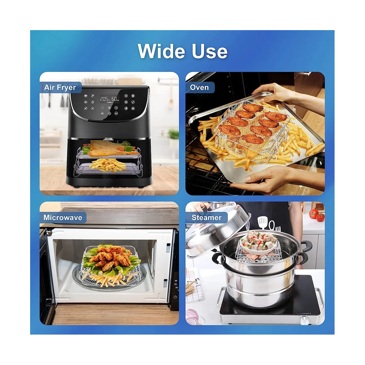 Air Fryer Rack for Cosori 5.5L Air Fryer 2 Tier Fryer Grill/Shelf/Dehydrator Rack Square Air Accessories air fryer accessories