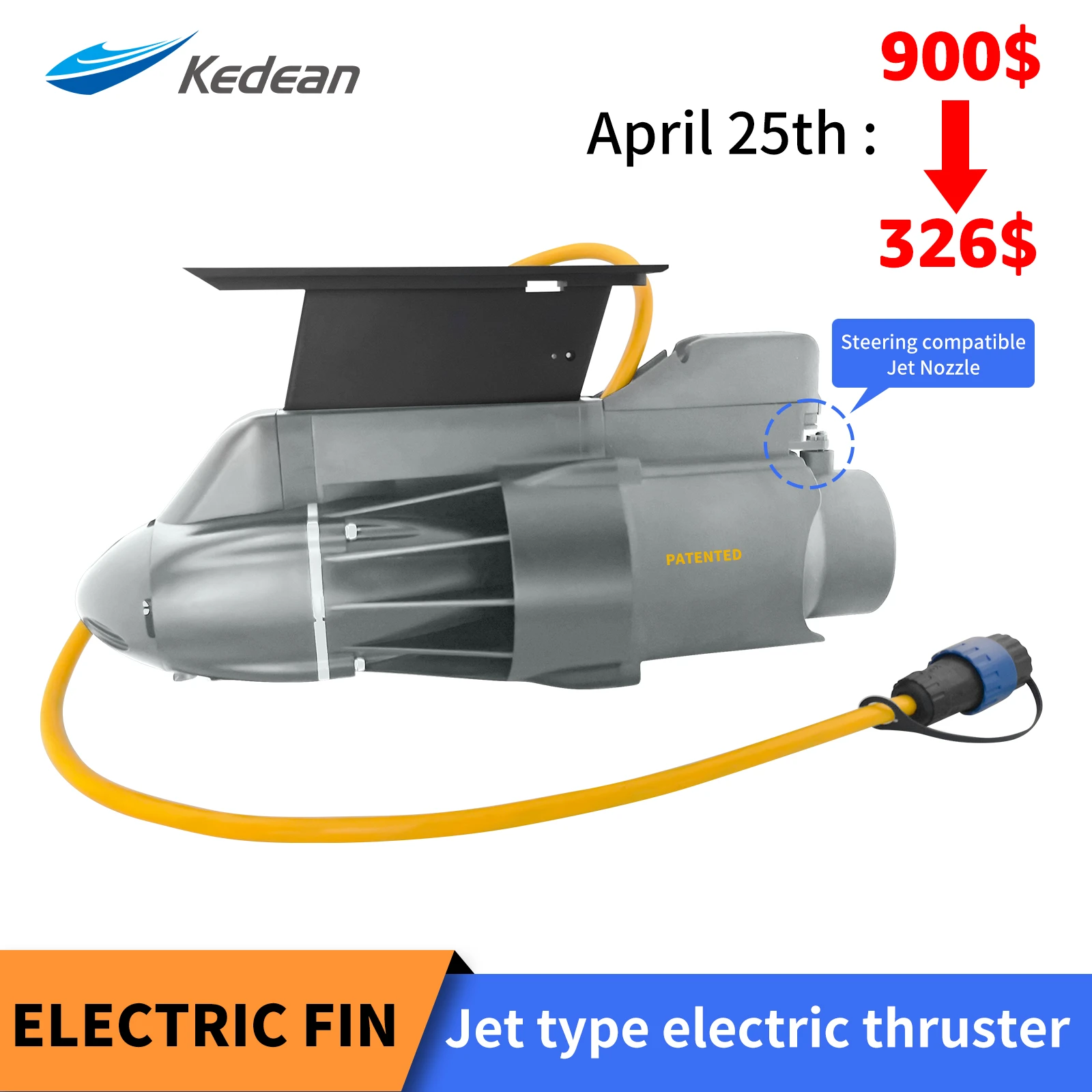 Teleoperated steering system power fin electric motor inflatable boat