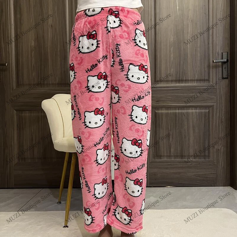 Halloween Sanrio Hello Kitty Pajama Pants Cartoon Soft Fabric Warm Fashion  Women Home Pants Kawaii Girls Trousers Holiday Gifts - AliExpress