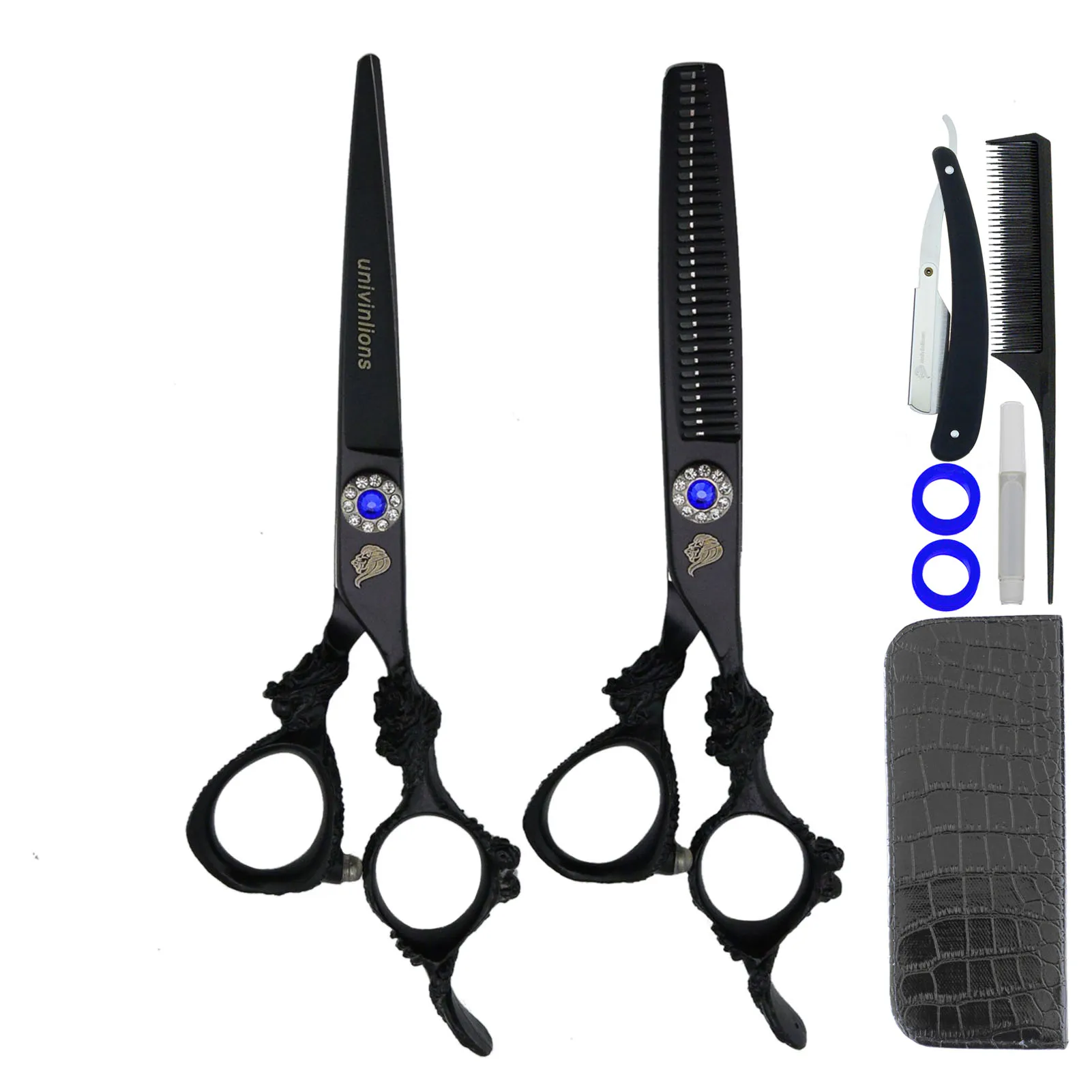 

6.0 inch Black Hair Scissors Kit Professional Hairdressing Shears Cutting Thinning Scissors Barber Accessories Salon Hair Tools