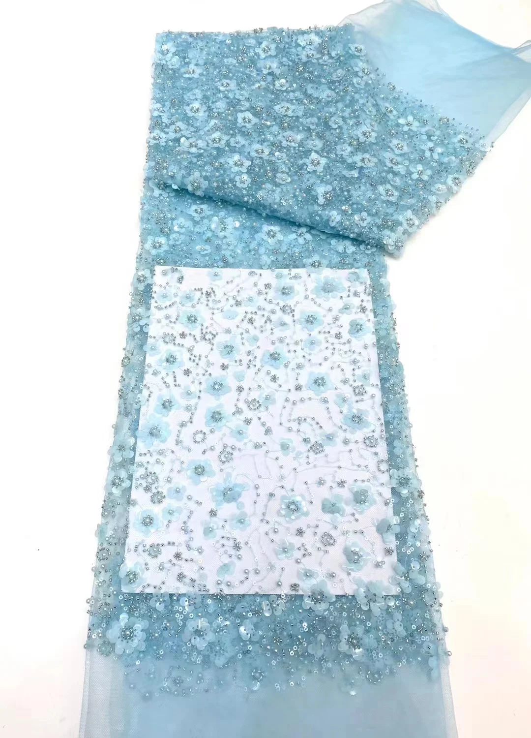 

African Lace Fabric 2022 High Quality Lace Material Nigerian Embroidered French Sequins Lace Fabric For Wedding Dress PL300-3