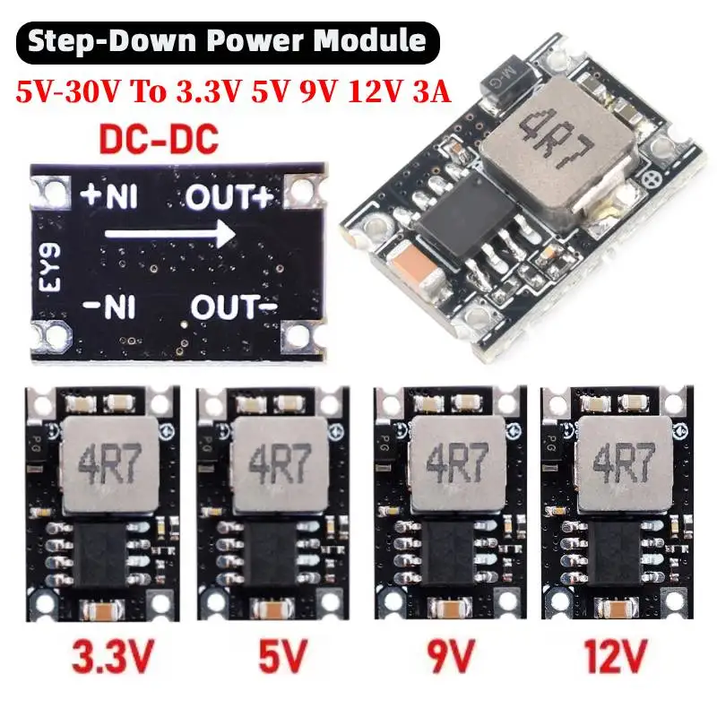 1-5개 DC-DC 벅 컨버터 스텝다운 전원 공급 모듈 5V-30V를 3.3V 5V 9V 12V 3A로 변환하는 자동차 오토바이 배터리용 전압 조정기