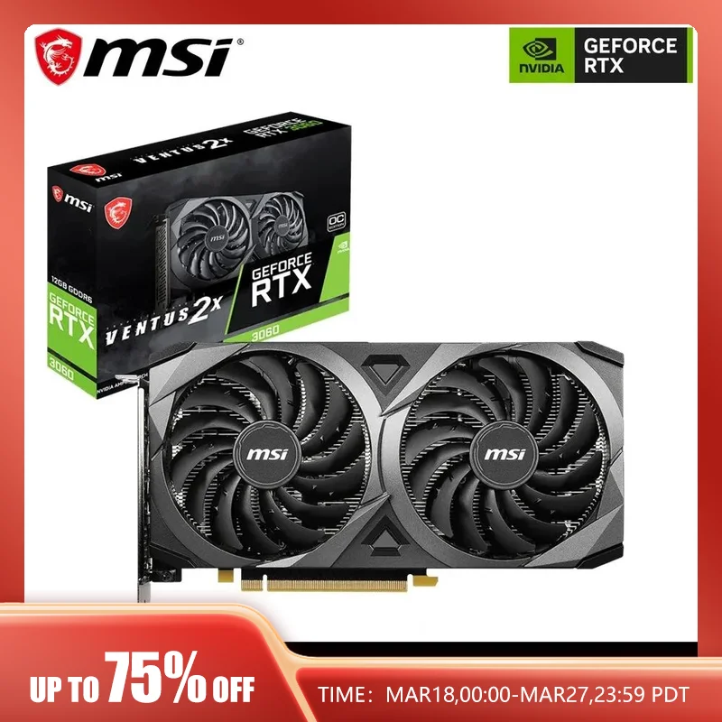  MSI GeForce RTX 3060 VENTUS 2X 12G OC Gaming Graphics Card 12GB GDDR6 192-bit HDMI DP PCI-E 4.0 8Pin Desktop Full New Video Card 