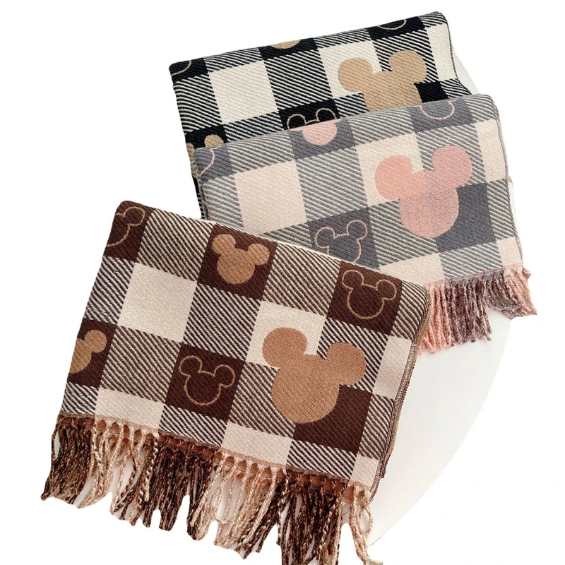 Women Scarf Disney Mickey Scarf Soft Cashmere Autumn Winter Fashion Holiday Gifts