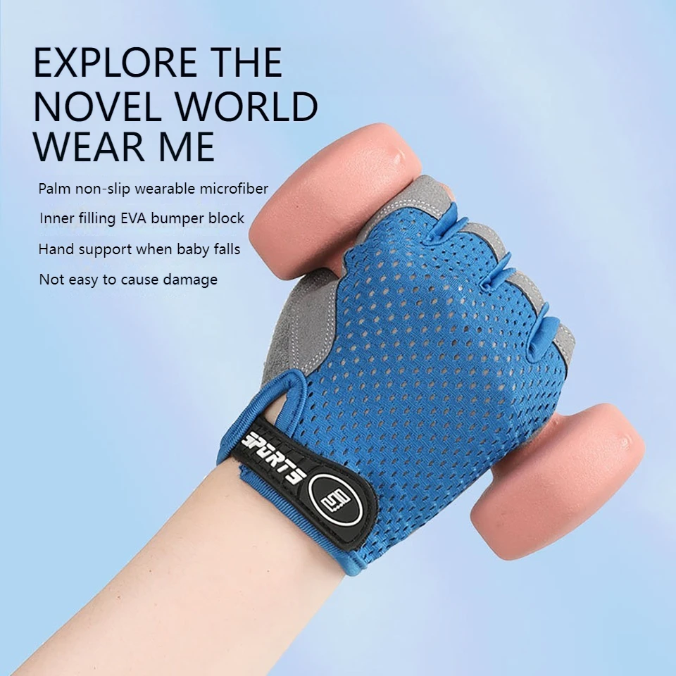 GTUBIKE Children's Gloves Half-finger Sports Pulley Balancing Car Anti-slip Protection Riding Sports For 5-12 Years Old Boy Girl 4