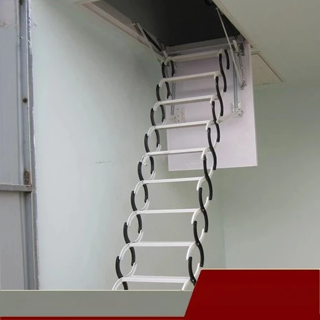 מדרגות דופלקס מתקפלות לפנים עם ידית, מדרגות מתקפלות מפלדה לחומר בנייה