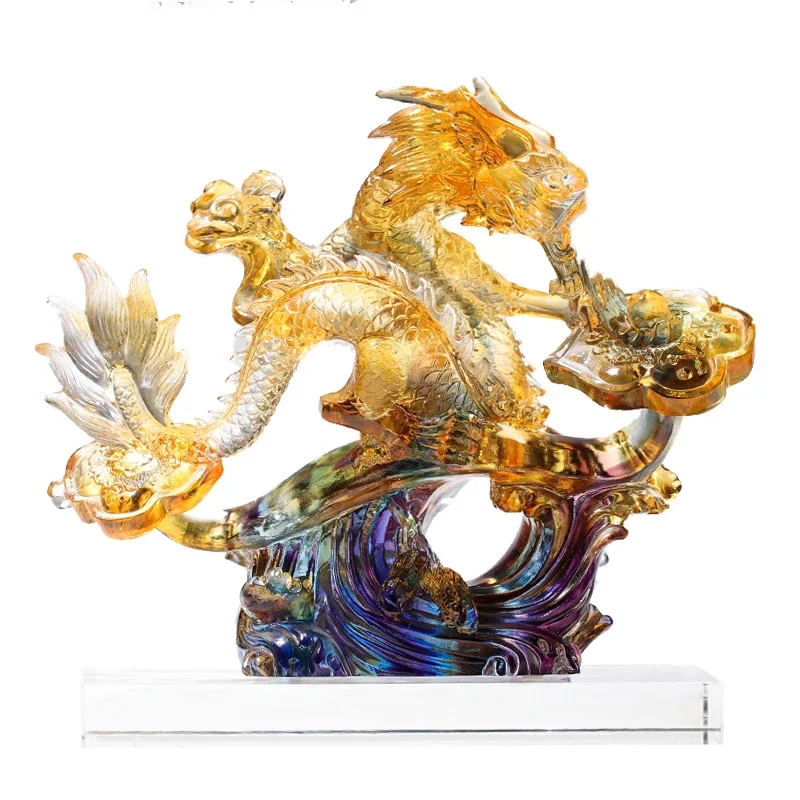 

Украшение в виде дракона из стекла для делового процветания, имитация китайского дракона, высококачественный подарок на день рождения